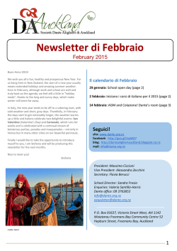 Newsletter di Febbraio - Dante Alighieri Italian Society in New Zealand