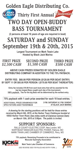 31st Annual Golden Eagle Distributing Open Buddy Bass Tournament