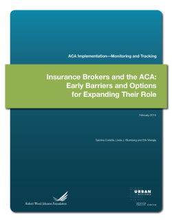Insurance Brokers and the ACA: Early Barriers and