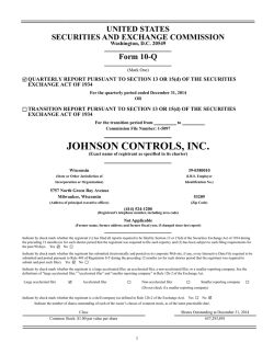 Form 10-Q - Johnson Controls Inc.