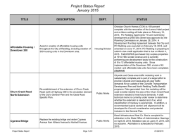 Project Status Report January 2015