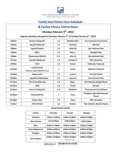 Family Day Holiday Fitness Schedule