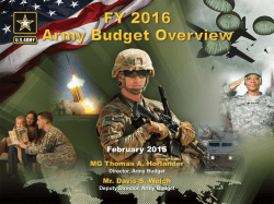 FY2016 Army Budget Overview