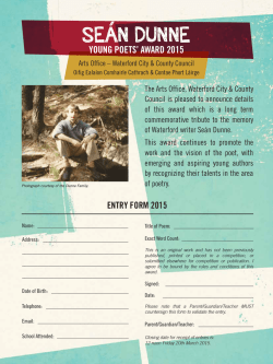 Entry Form Seán Dunne Young Poets Award 2015