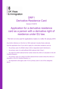 DRF1 Derivative Residence Card Application for a