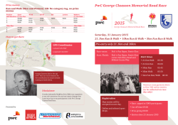 Flyer for the PWC George Claasen race on 31 Jan 2015.
