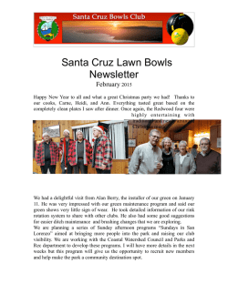 February 2015 Newsletter - Santa Cruz Lawn Bowls Club