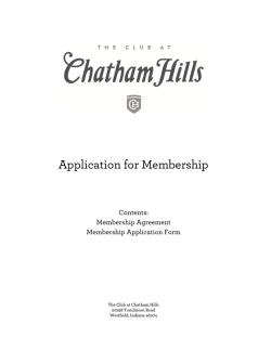 Application for Membership - The Club at Chatham Hills in Westfield