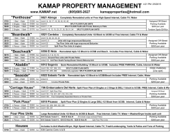 KAMAP Price List - KAMAP Property Management