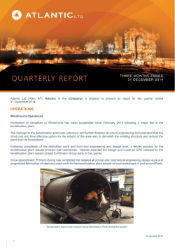 Quarterly Activities Report