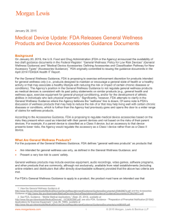 Medical Device Update: FDA Releases General Wellness Products