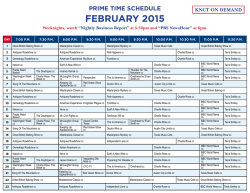 prime time schedule february 2015