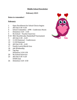 Middle School Newsletter February 2015 Dates to remember!