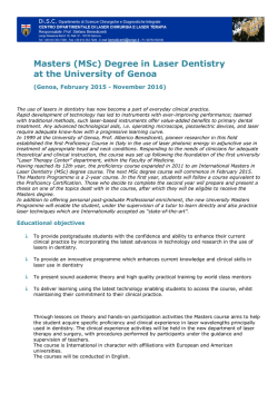 Masters (MSc) Degree in Laser Dentistry at the University of Genoa