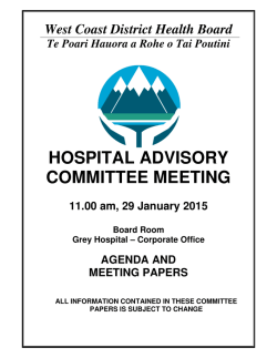 Hospital Advisory Committee Meeting Papers for 29 January 2015