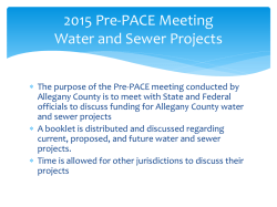 2015 Pre-PACE Meeting Water and Sewer Projects