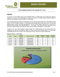 Weekly Market Report for the Week Ended 30-01-2015