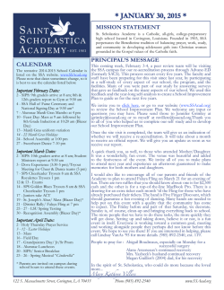 January 30 Newsletter - St. Scholastica Academy