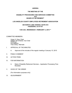 AGENDA FOR DISABILITY COMMITTEE MEETING