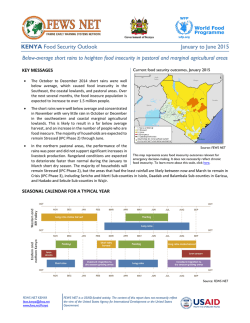 KENYA Food Security Outlook January to June 2015 Below