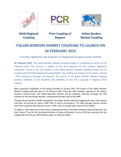 Italian Borders Market Coupling to launch on 24 february 2015