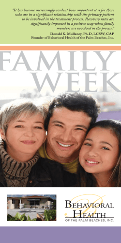 FAMILY WEEK - Behavioral Health of the Palm Beaches
