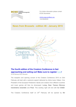 News from Brussels - edition 46 - January 2015