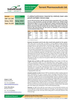 Torrent Pharmaceuticals_Q3FY15 First Cut Analysis