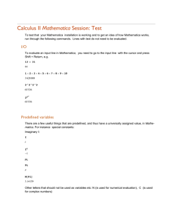 Calculus II Mathematica Session: Test