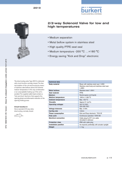 2/2-way Solenoid Valve for low and high temperatures