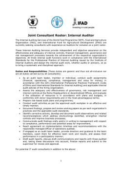 Joint Consultant Roster: Internal Auditor