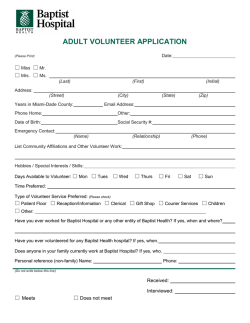 Adult Volunteer Application - Baptist Health South Florida