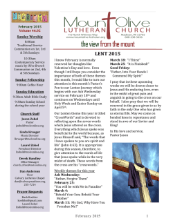 February 2015 - Mount Olive Lutheran Church
