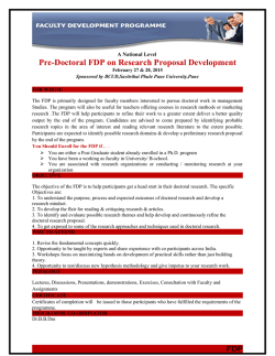 "Pre-Doctoral FDP on research Proposal Development" Date