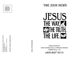 THE ZION NEWS - Zion Evangelical Lutheran Church