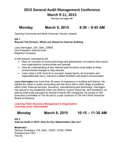 2015 General Audit Management Conference March 9