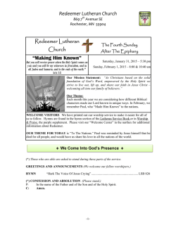 Bulletin for 2-1-2015 The Fourth Sunday After the Epiphany