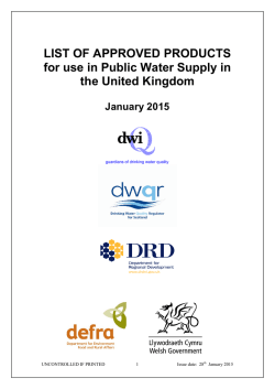 List of Approved Products - Drinking Water Inspectorate
