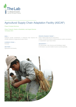Agricultural Supply Chain Adaptation Facility