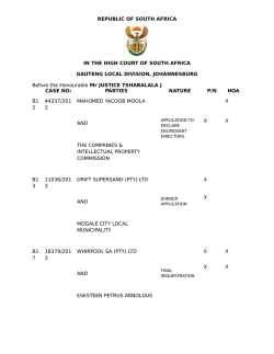 REPUBLIC OF SOUTH AFRICA IN THE HIGH COURT OF SOUTH
