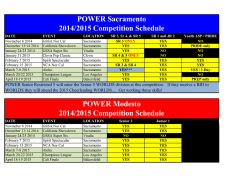 POWER Sacramento 2014/2015 Competition Schedule POWER