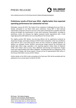 Preliminary results of fiscal year 2014