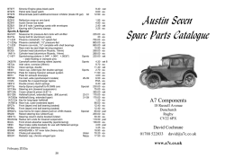 Austin Seven Spare Parts Catalogue