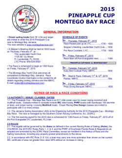 Notice of Race - Montego Bay Race