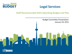 2015 Budget Presentation - Legal Services on Staff