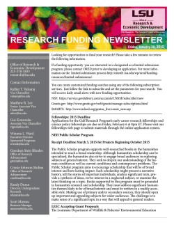 ORED Research Funding Newsletter January 30 2015
