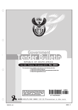 Tender bulletin 2853 - South African Government