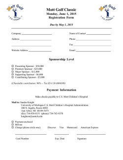 Mott Golf Classic Monday, June 1, 2015 Registration Form