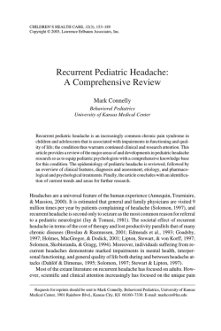 Recurrent Pediatric Headache: A Comprehensive