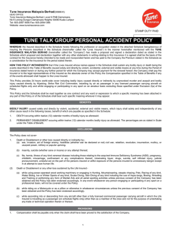 TUNE TALK GROUP PERSONAL ACCIDENT POLICY